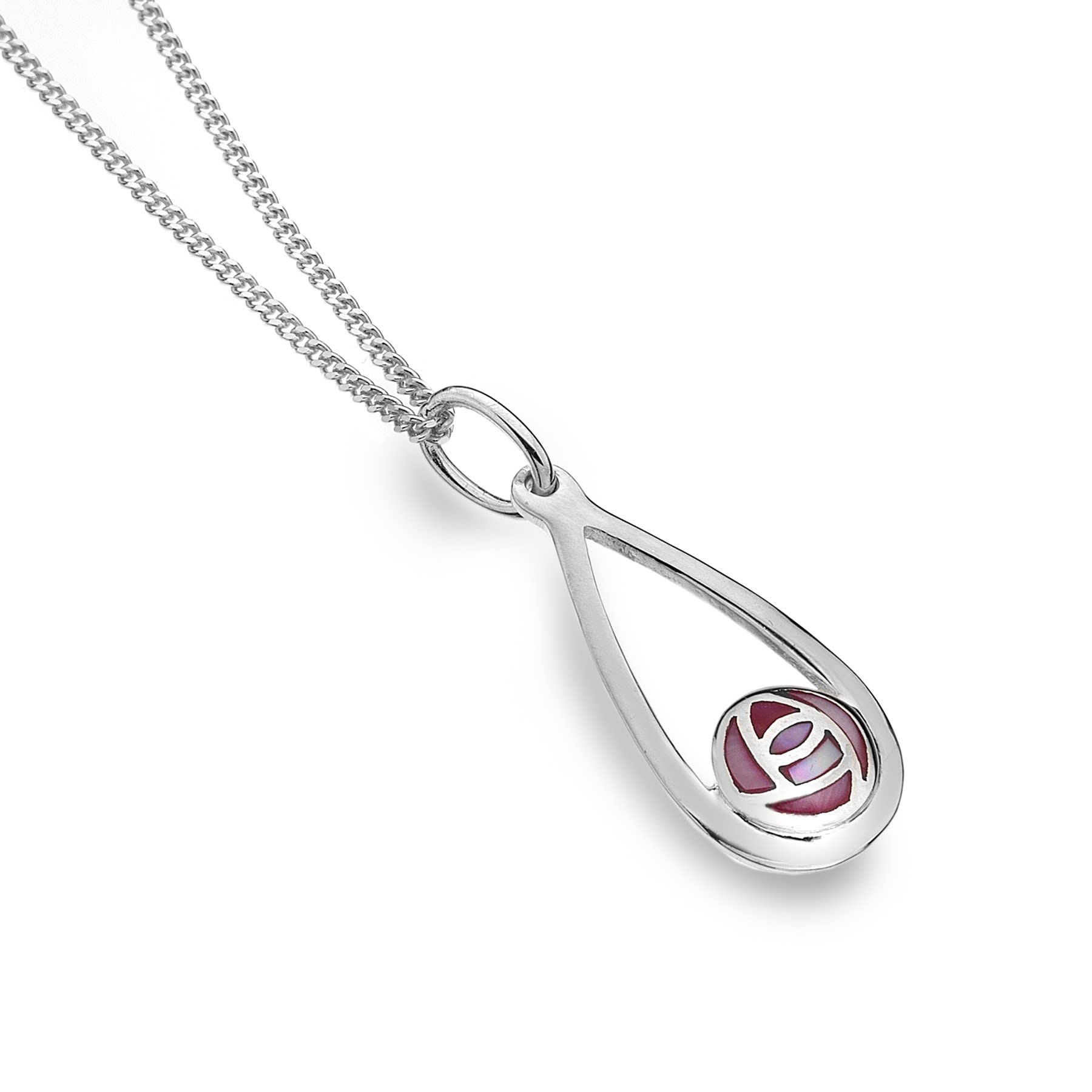 Sterling Silver Mackintosh Rose Heart Mother of Pearl Pendant