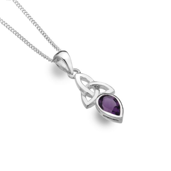 Sterling Silver Celtic Trinity Pendant With Amethyst