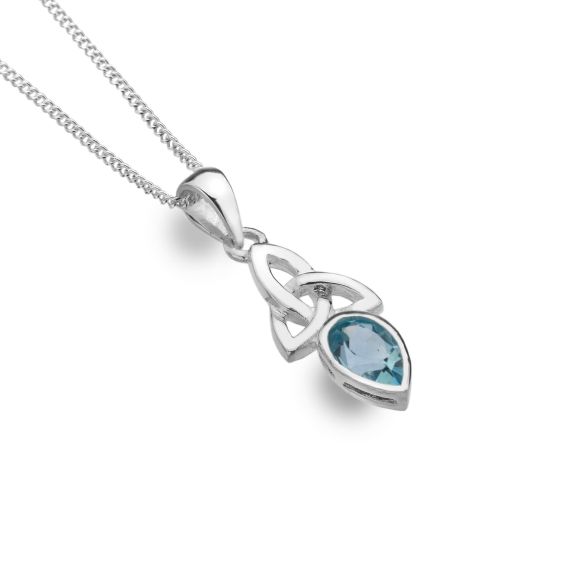 Sterling Silver Celtic Trinity Pendant With Topaz