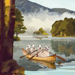 Canoeing Sheep Greeting Card (Blank)