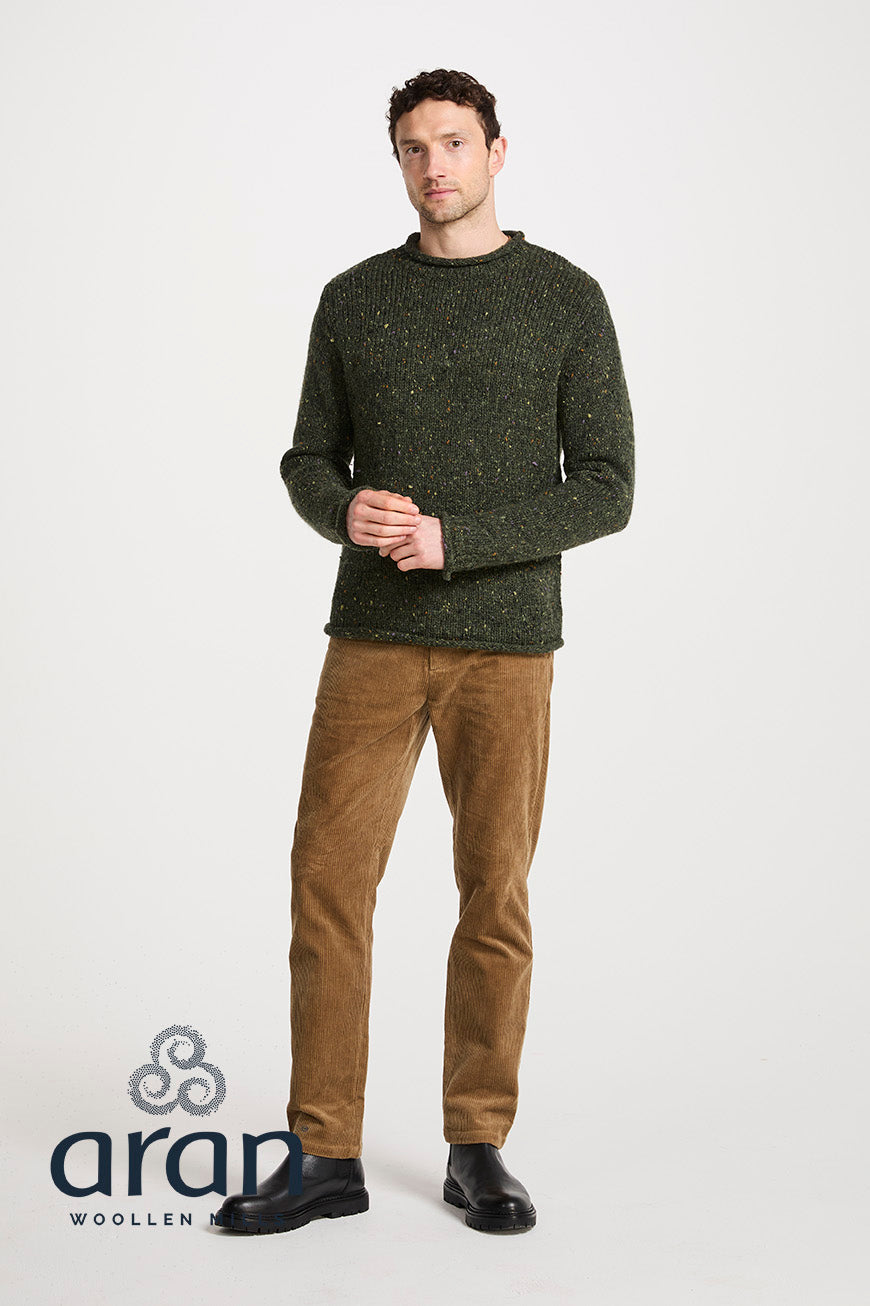 Donegal Tweed Roll Neck Sweater | Green