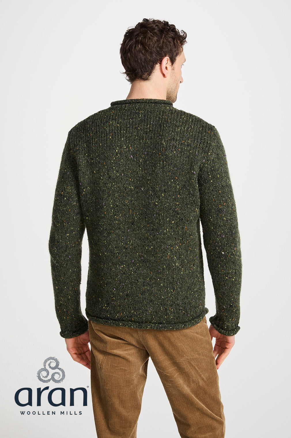 Donegal Tweed Roll Neck Sweater | Green