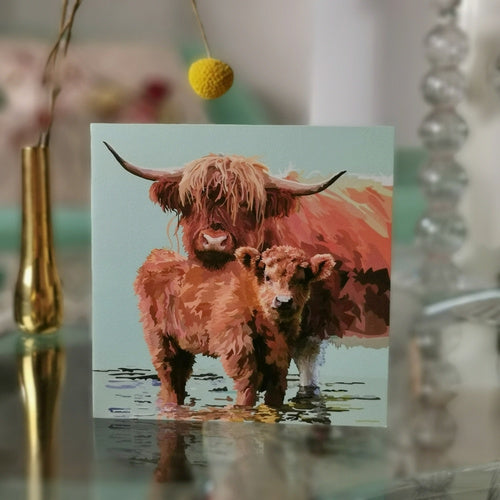 Highland Calf and Cow Greeting Card (Blank)