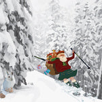 Skiing Santa Greeting Card (Blank)