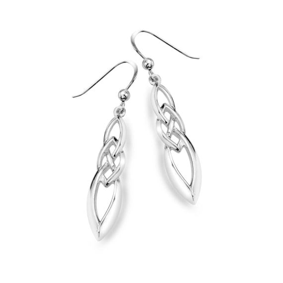 Sterling Silver Pointed Fig 8 Knot Earrings