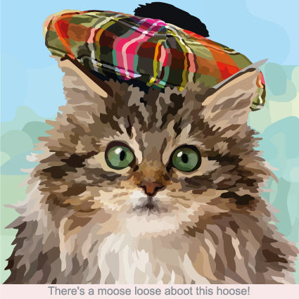 Cat with Tammy Hat Greeting Card (Blank)