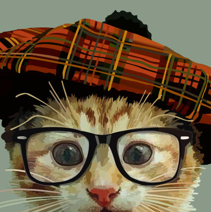 Cat, Hat & Glasses Greeting Card (Blank)