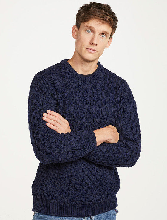 Men s Fisherman Knit Sweater Navy
