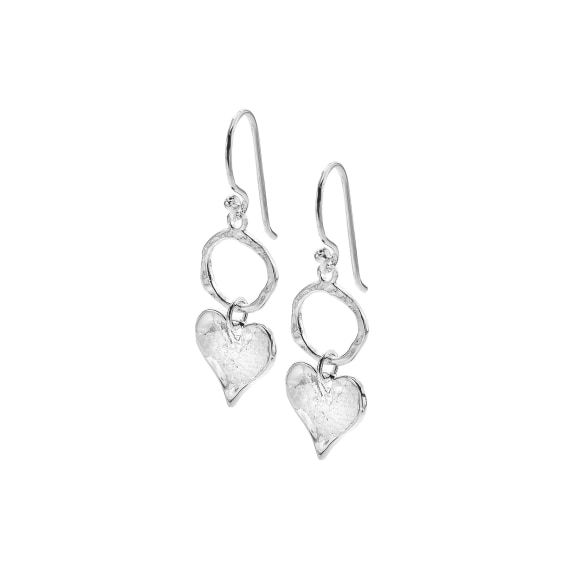 Sterling Silver Circle Heart Earrings