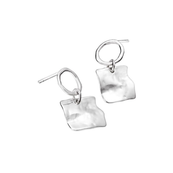 Sterling Silver Circle Square Earrings
