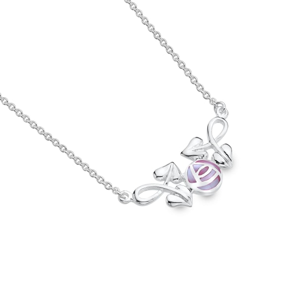 Sterling Silver MacIntosh Rose Leaves Mother Of Pearl Necklace