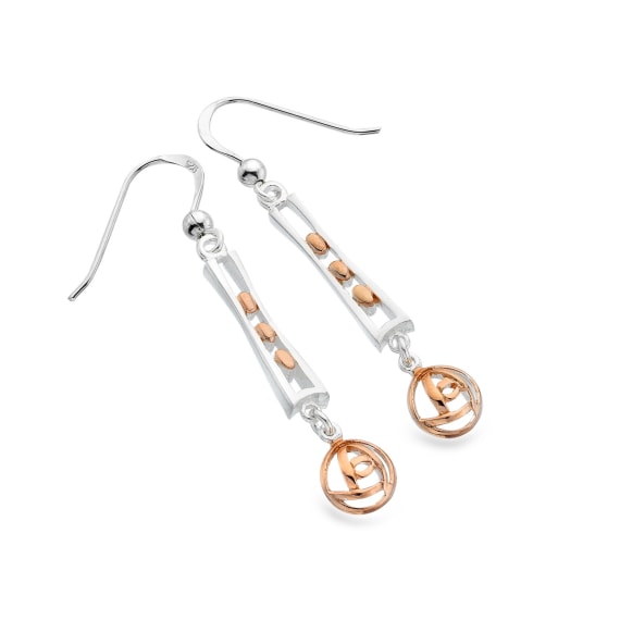 Sterling Silver MacIntosh Bar Rose Gold Plated Earrings