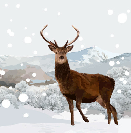 Stag with Snow Greeting Card (Blank)