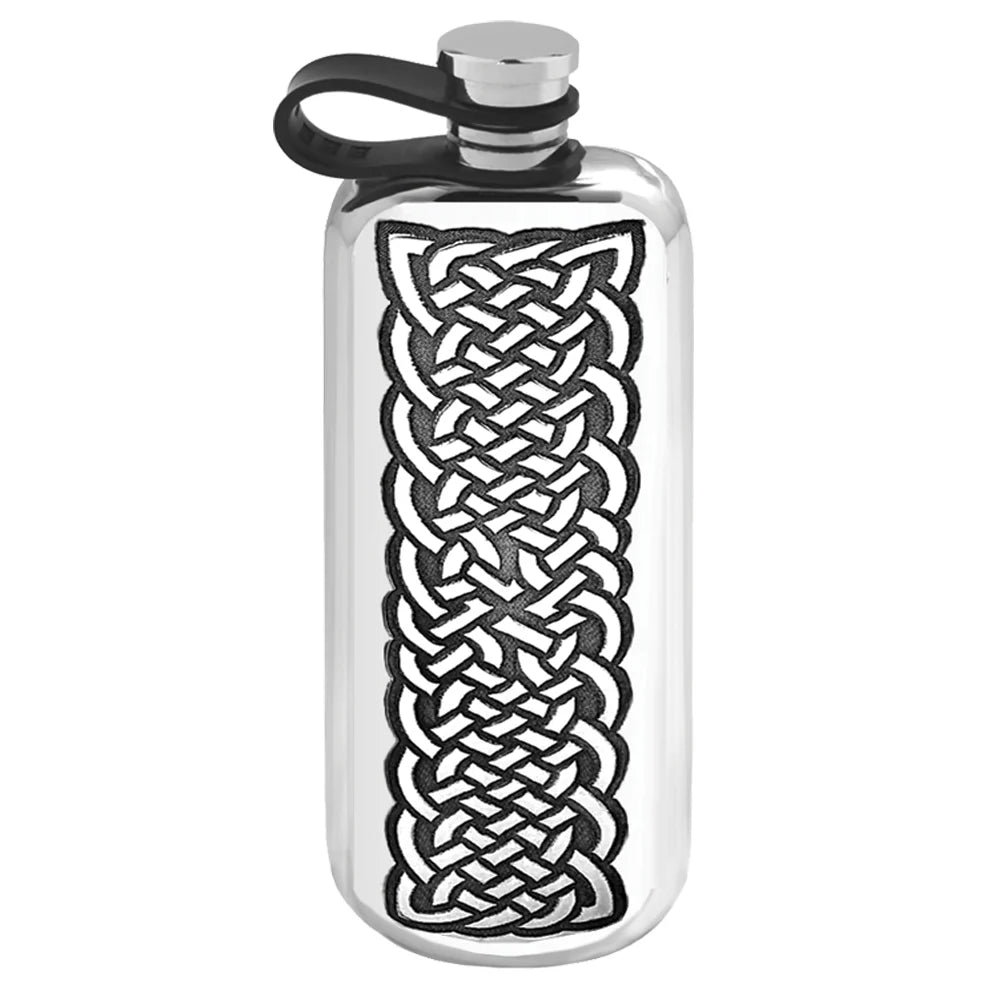 3oz Top Pocket Ealde Pewter Hip Flask with Intricate Celtic Knot Design