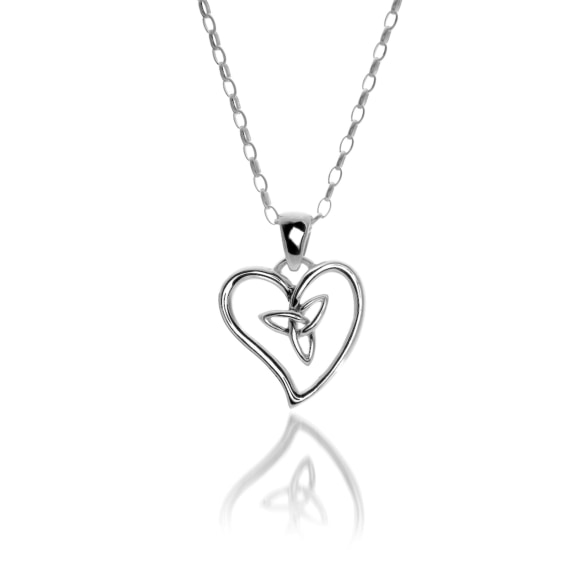 Sterling Silver Celtic Trinity Knot in Heart Pendant
