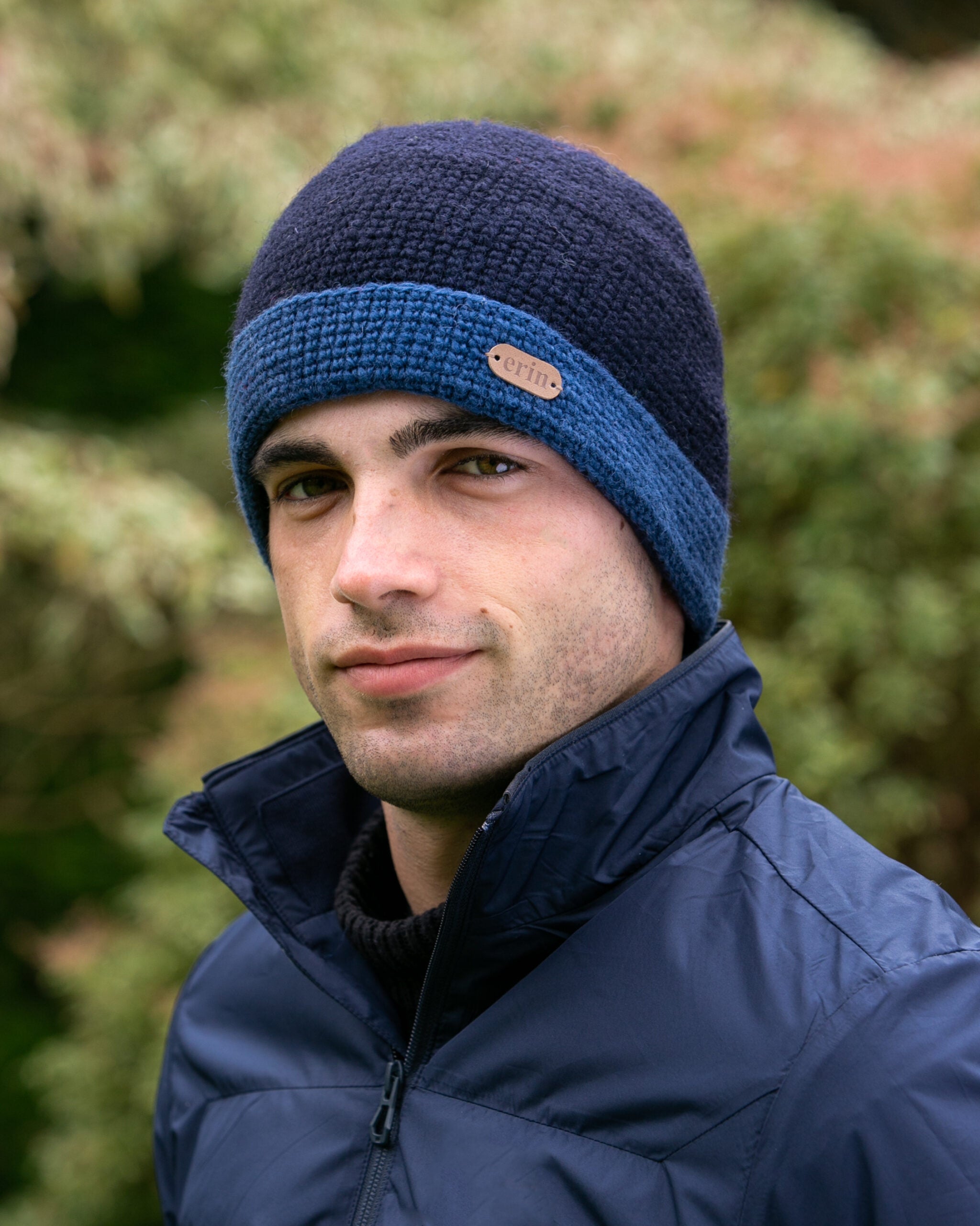 Crochet Turn up Hat Blue