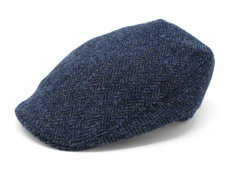 Donegal_Touring_Cap_Tweed_Scottish_Harris_Tweed_Classic_Blue_Black_Herringbone