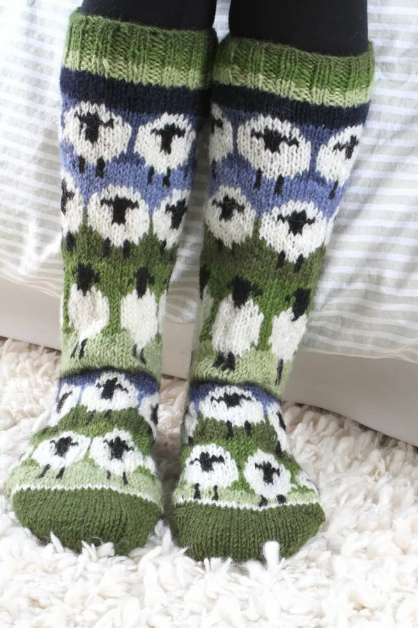 Pachamama hand knitted soft chunky wool socks.