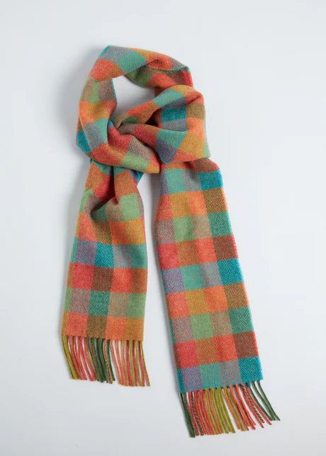 Multi-Colour Small Block Lambswool Scarf