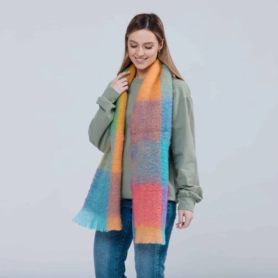 Foxford_Teal_and_Orange_Mohair_Scarf Giant Scarf
