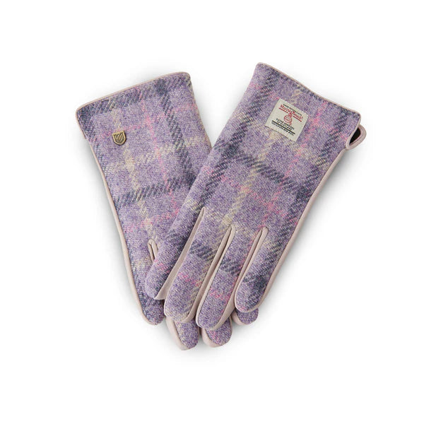 Islander Ladies Harris Tweed Purple Tartan Gloves