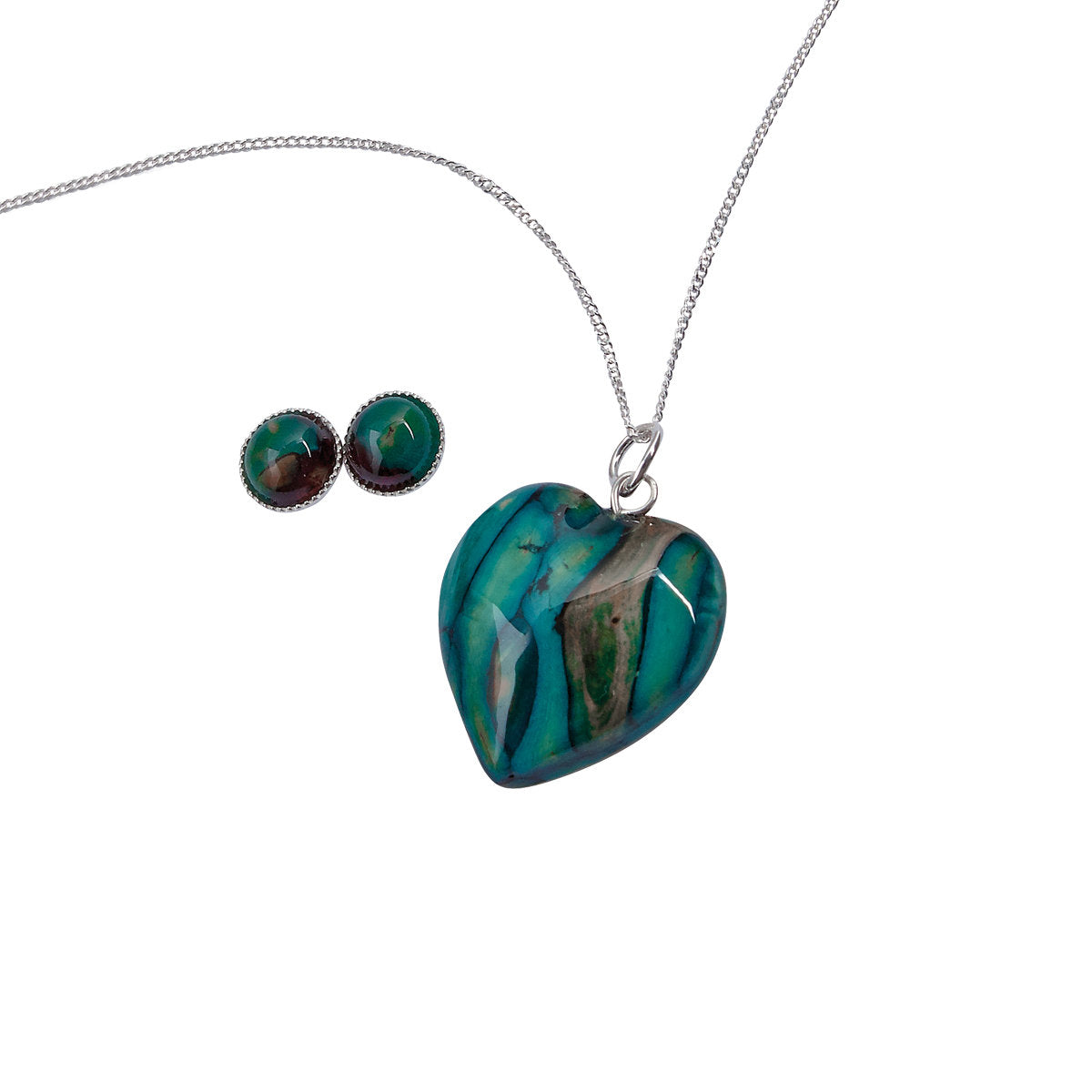 Heathergem Heart Pendant and Stud Earrings Set