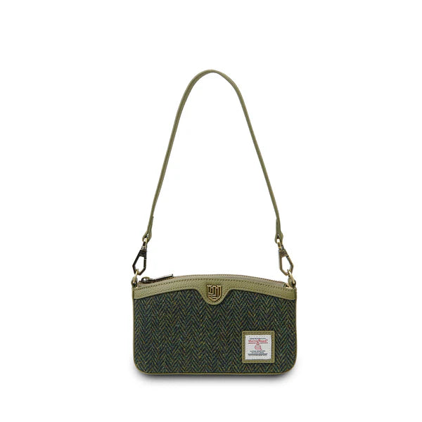 Islander_Ailsa_Leather_Purse_ Dark Green Herringbone