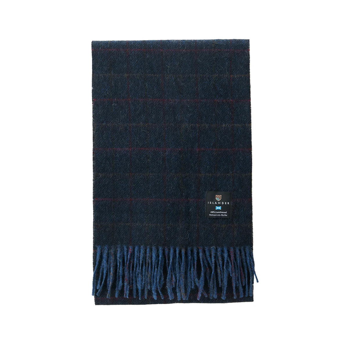 Islander Lambswool Scarf Navy Over Check