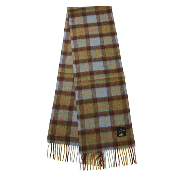 Islander Lambswool Scarf Chestnut and Blue Tartan