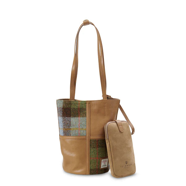 Islander Leather Collection Orlagh Bag Chestnut Blue Tartan