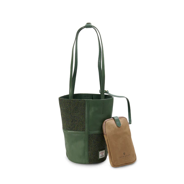 Islander Leather Collection Orlagh Bag Dark Green Herringbone