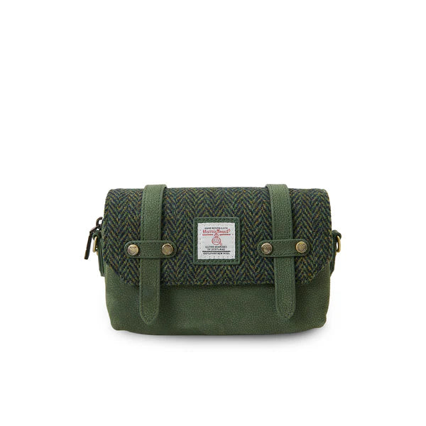 Islander Leather Collection The Skye Crossbody Dark Green Herringbone