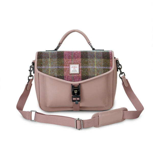Islander Mini Laptop Bag Pink And Green Tartan