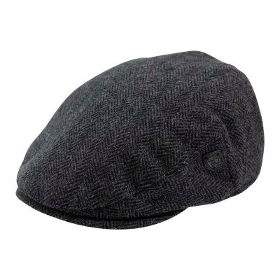 Jumbo Herringbone Wool Flat Cap - Grey