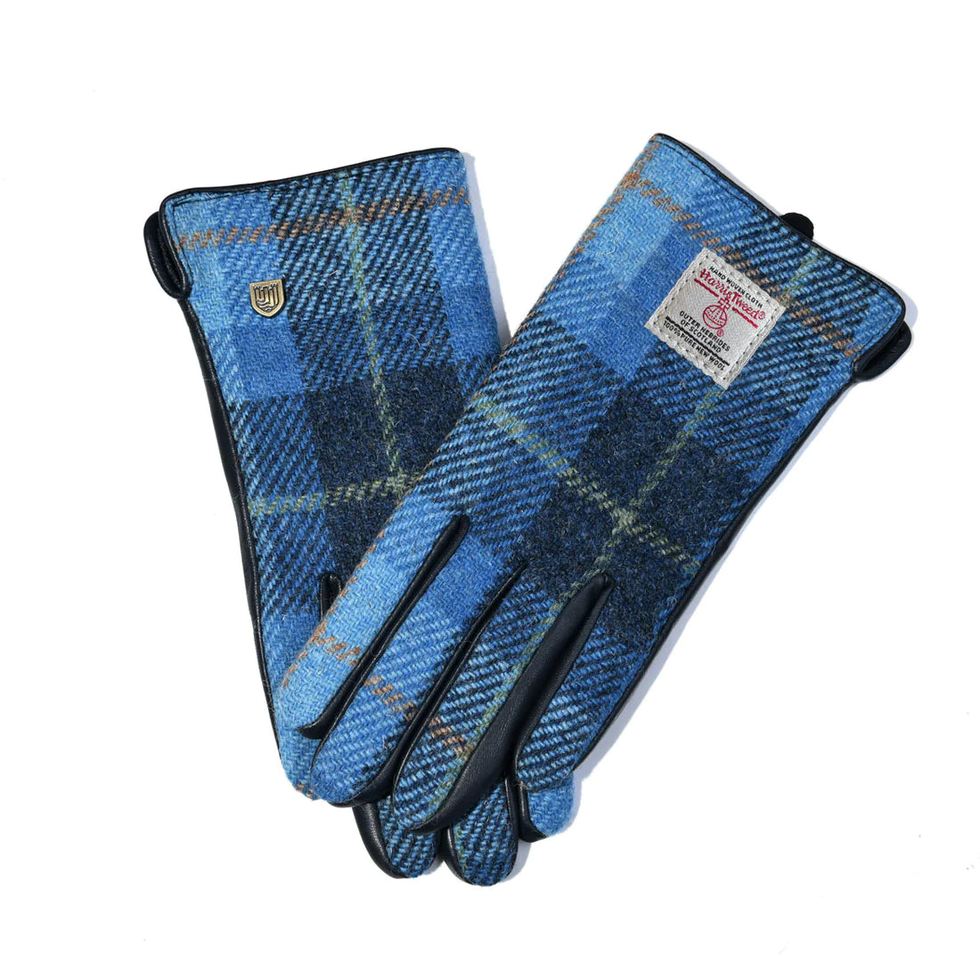 Ladies Harris Tweed Blue Tartan Gloves