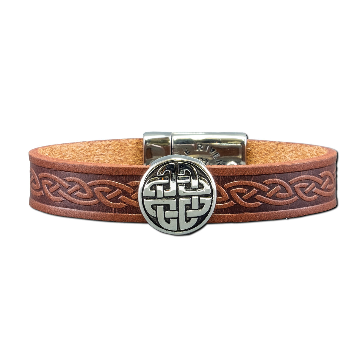 Lee River stainless-celtic-knot-magnetic-cuff_Brown