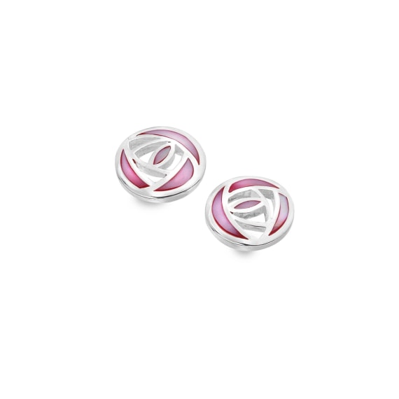 Sterling Silver MacIntosh Rose Stud Earrings