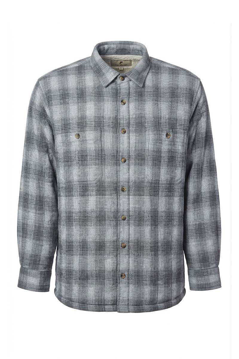 Men’s Flannel Fleece Lined Shirt - Mountain Grey Plaid