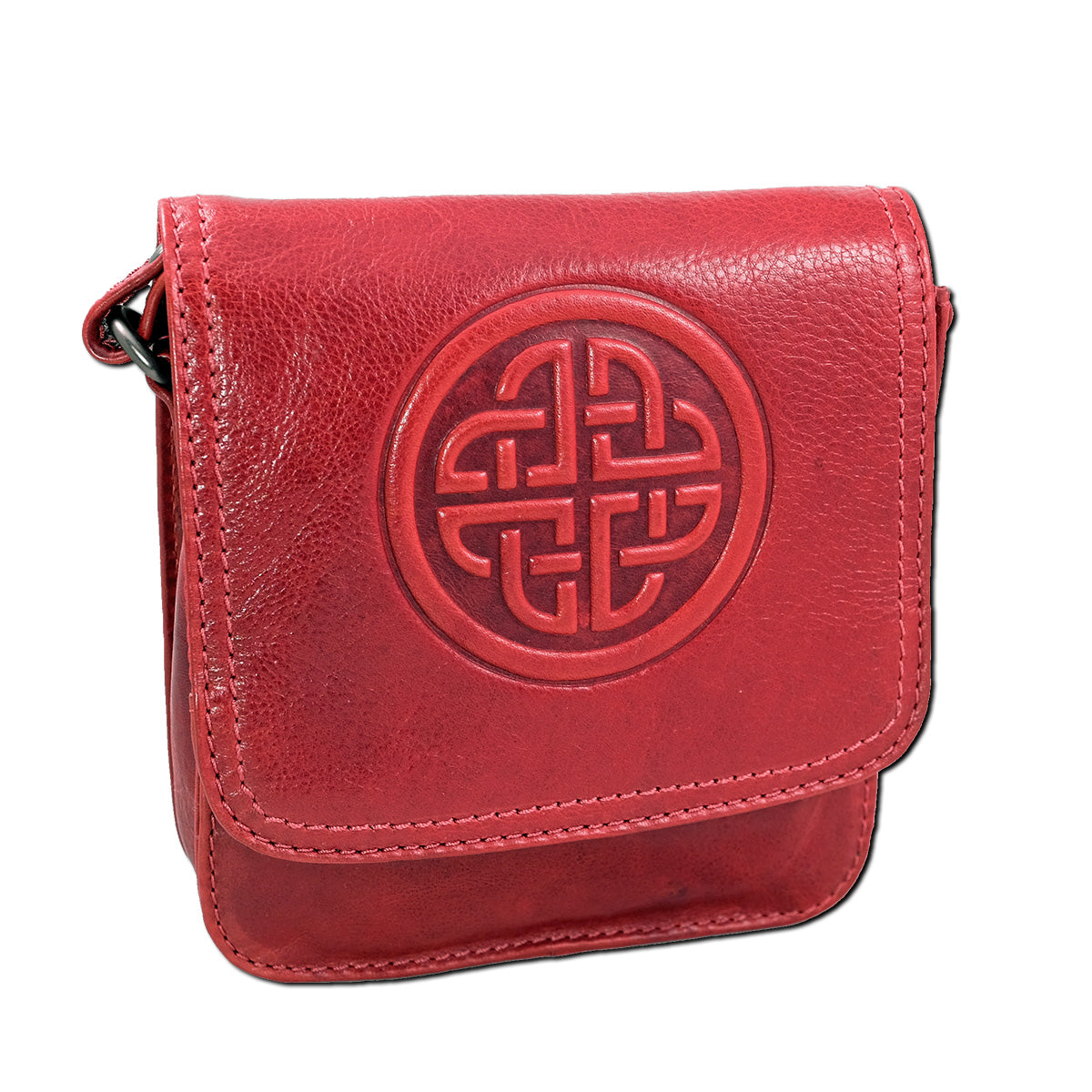 Red morrigan-celtic-knot-embossed-leather-bag