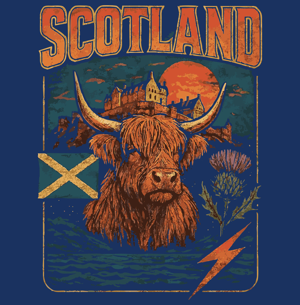 Retro Band Scotland T-Shirt | Navy