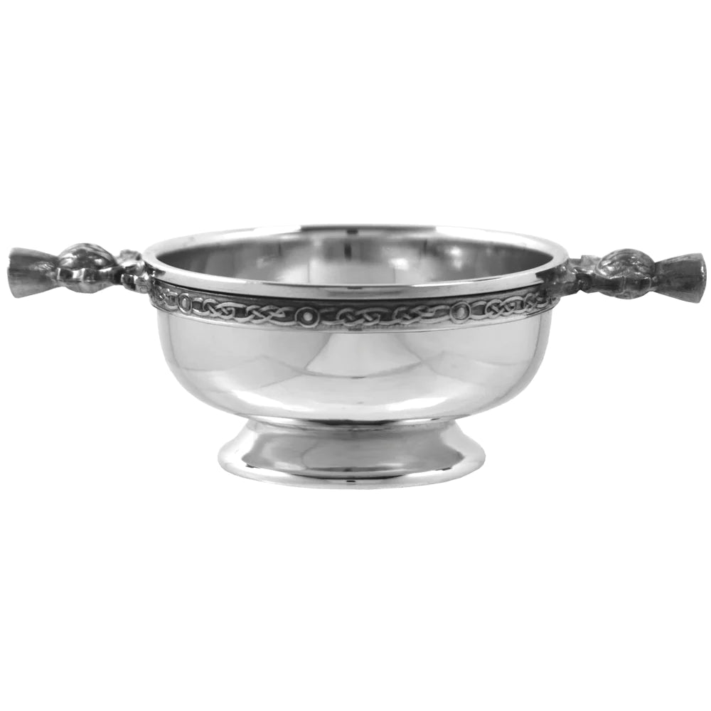3.5" Scottish Thistle Handle Pewter Quaich Bowl