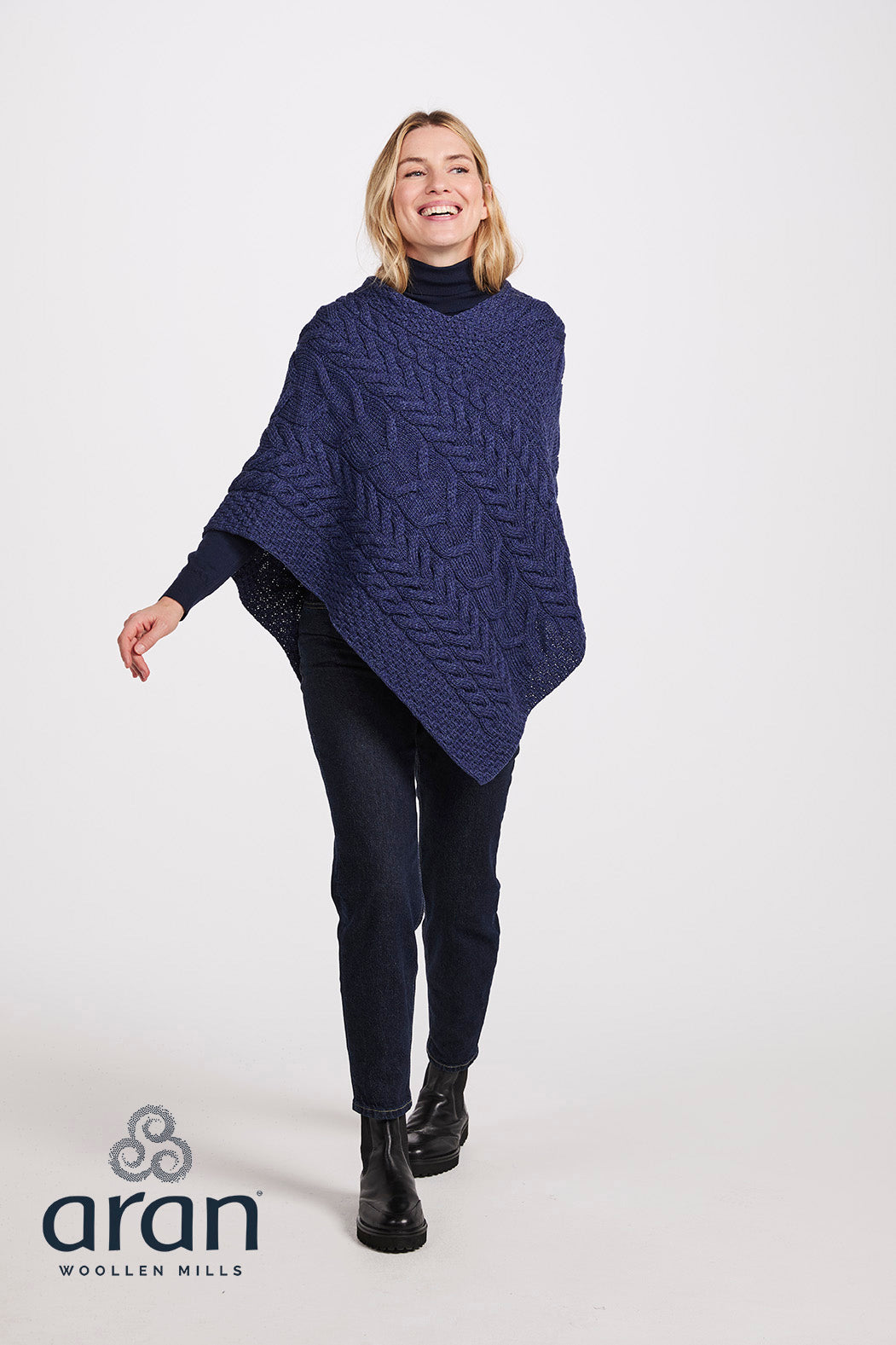 Super Soft Merino Triangular Poncho Ink