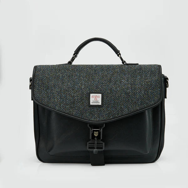 Islander laptop Bag Black and Grey Herringbone