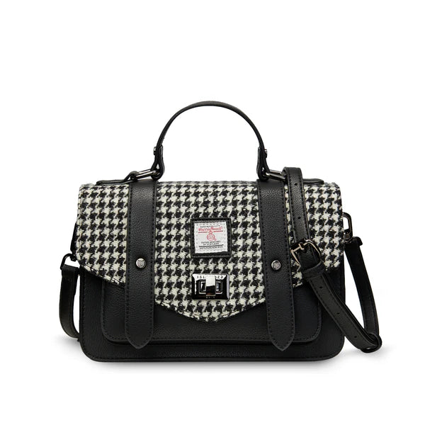 Black And White Dogtooth Medium Satchel