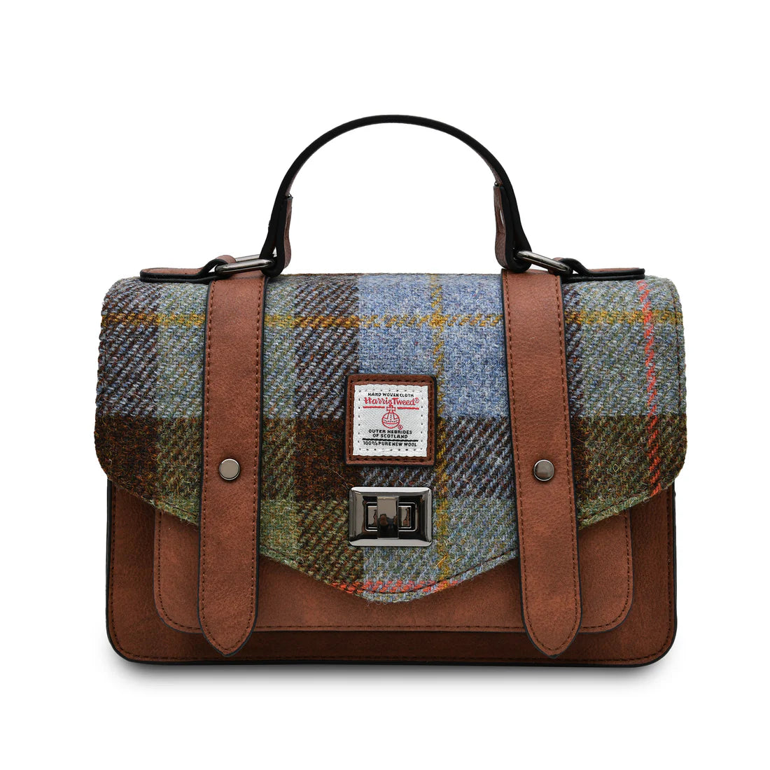 Chestnut Blue Tartan Medium Satchel