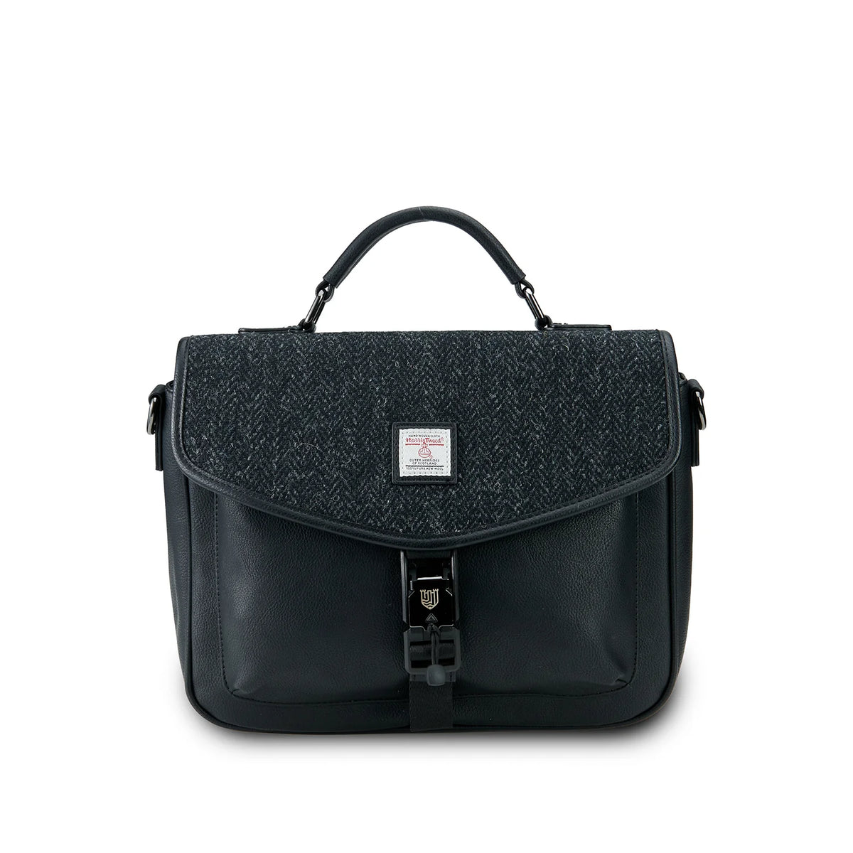 The Mini Laptop Bag Black Herringbone