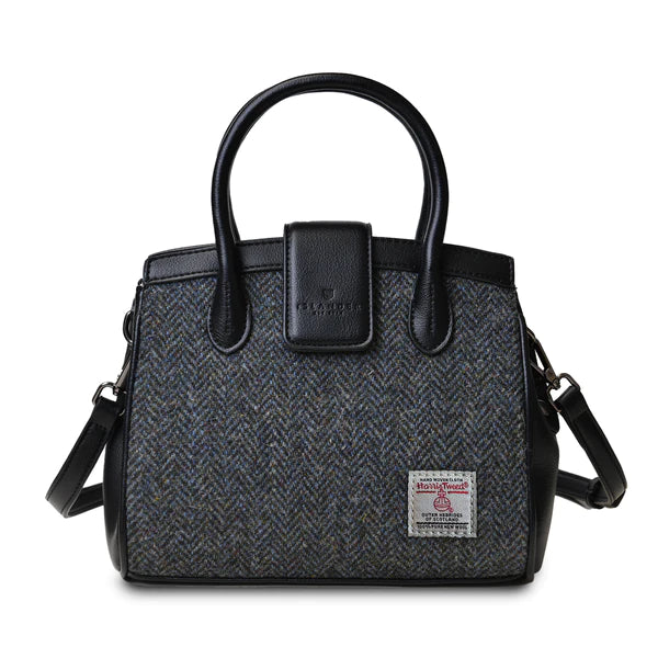Black Grey Herringbone Mini Tiree Tote