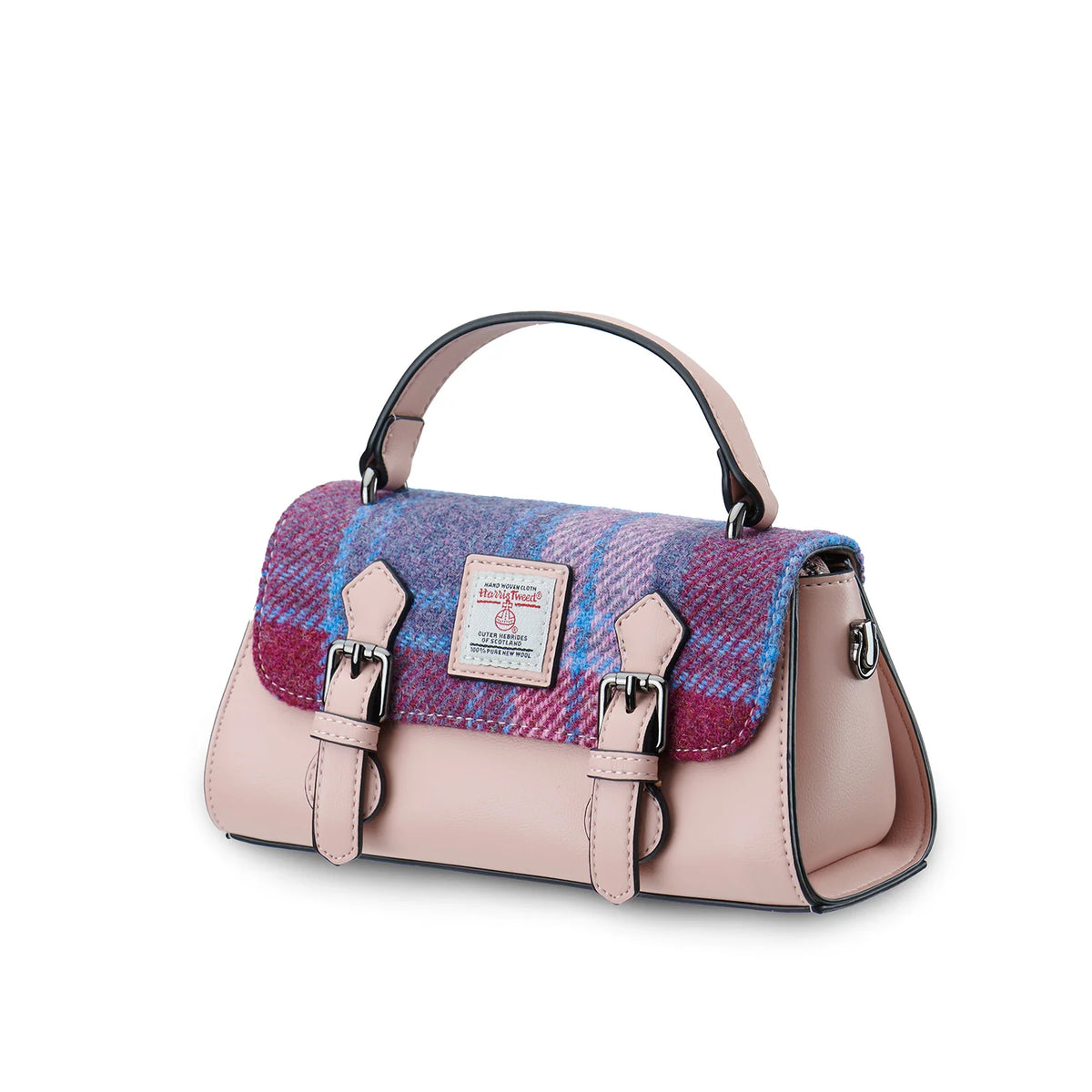 The victoria Satchel Pink And Blue Tartan