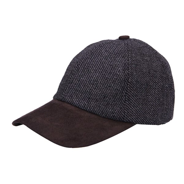 Grey Twill Tweed Suede Baseball Cap