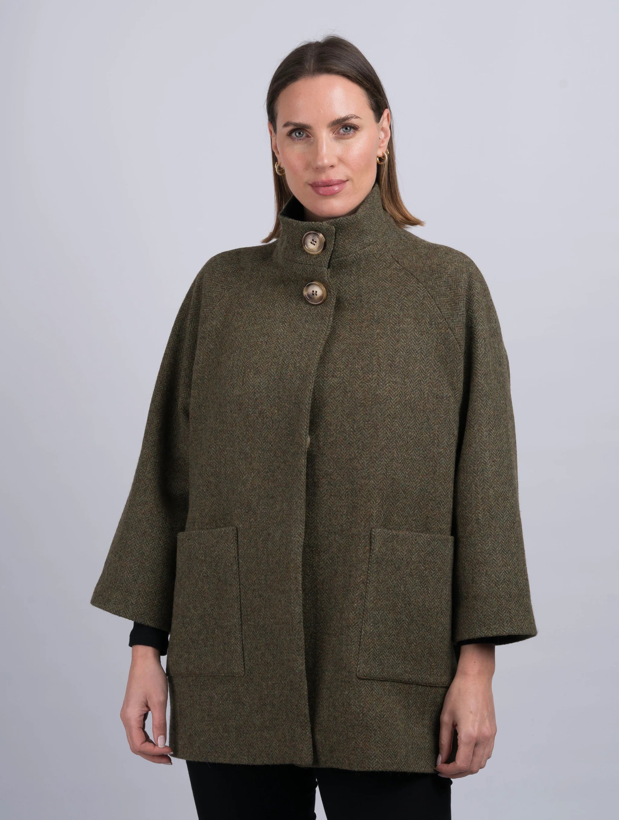 Celtic Tweed Women's Moss Green Tweed Cape Coat